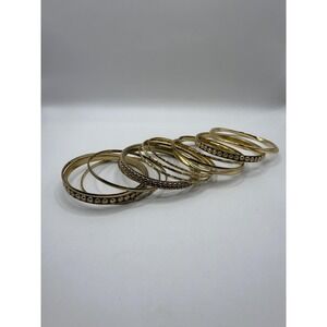 Vintage Gold Tone Bangle Bracelet Lot – Mixed Styles Statement Jewelry Set